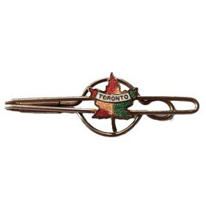 Vintage Toronto Souvenir Tie Bar Slide Clip Retro Canada Maple Leaf